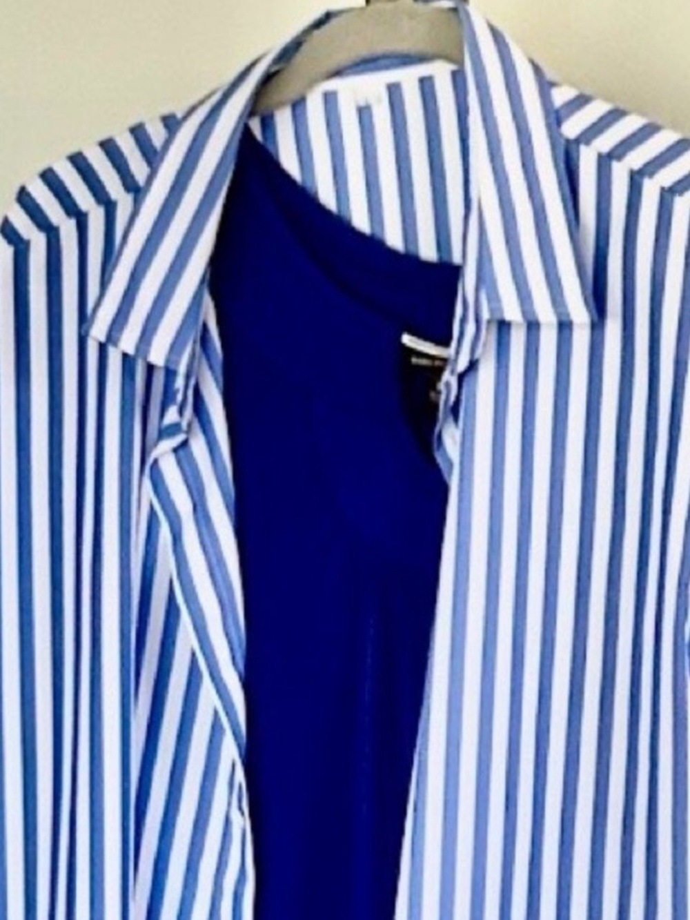 Blue Striped Shirt No Iron Button Down Collared Cover Up Travelin Light